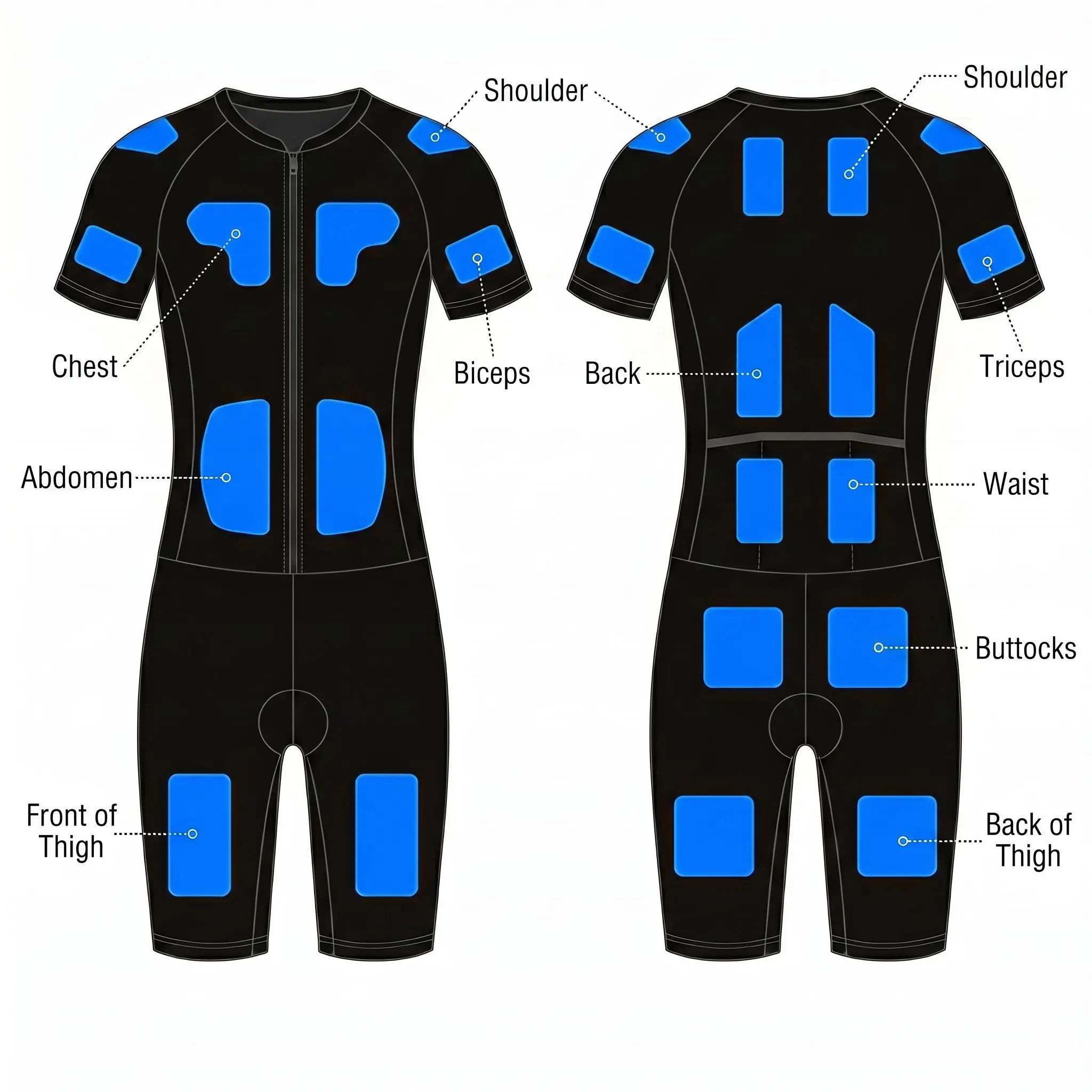 gugeer dry split ems suit 4 electrode pad 2