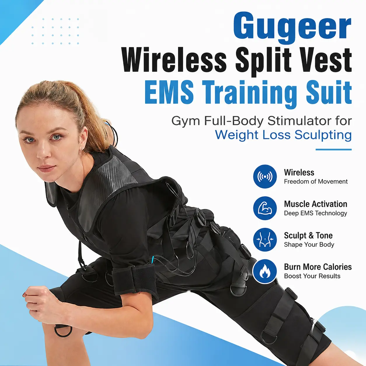 gugeer wireless split ems vest for gym sculpt
